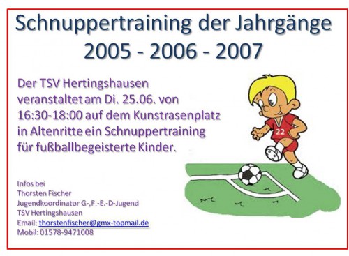 Schnuppertraining für Jahrgänge 2005-2006-2007